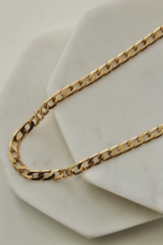 women's necklaces with delicate design -Medium Flat Cuban Chain