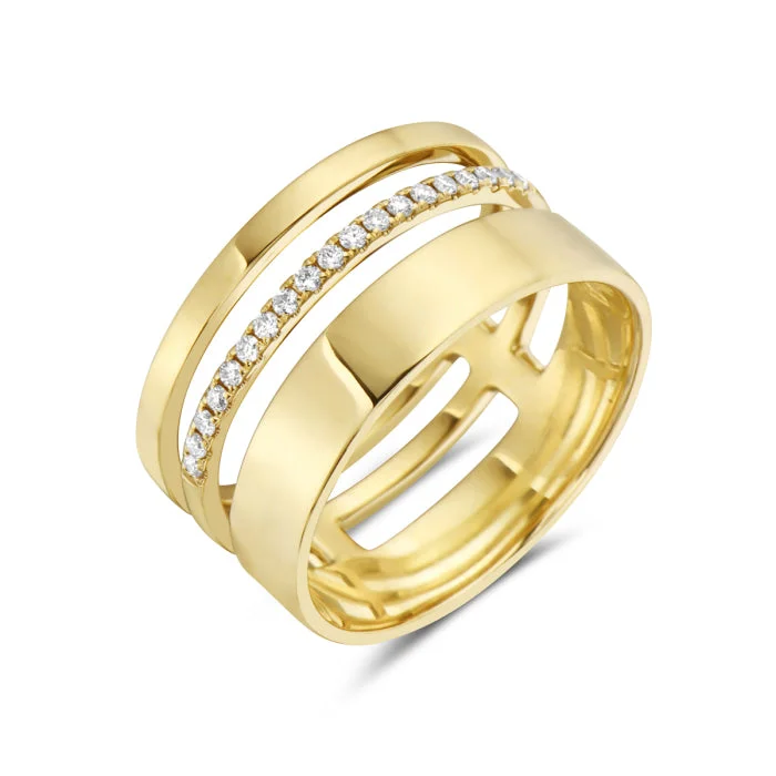 women's rings with elaborate setting -Bassali Sienna 14k Yellow Gold Fashion Ring RG14076D