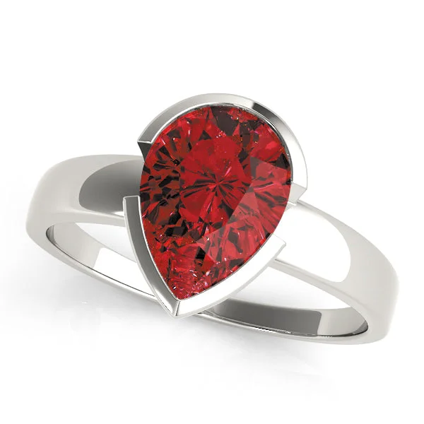 women's rings with vintage halo -14K Ruby Pear Shape Ring