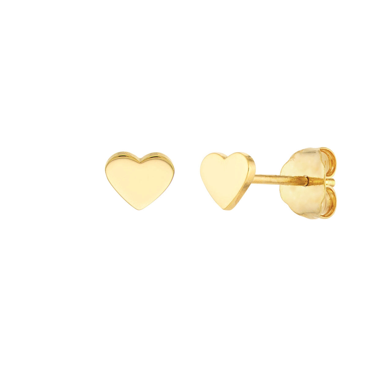 women's earrings with artistic look -14K Yellow Gold Flat Heart Stud Earrings