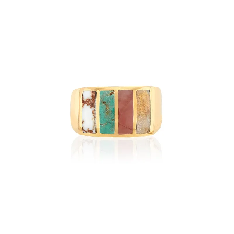 women's rings with elaborate setting -Anna Beck Gold Vermeil Inlay Multi-Stone Ring