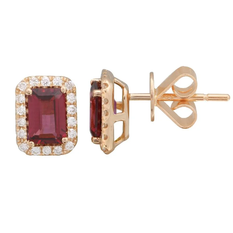 women's earrings with polished gold -14k Yellow Garnet Emerald Cut Gemstone Earrings