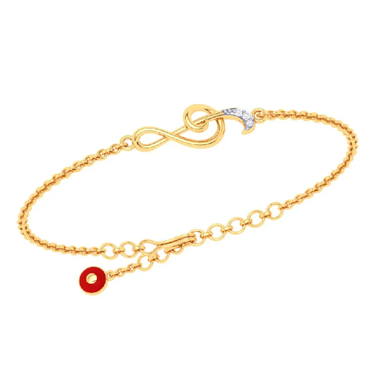 women's bracelets with contemporary style -18KT Musical Note With Evil Eye Gold Bracelet From Diamond Collection