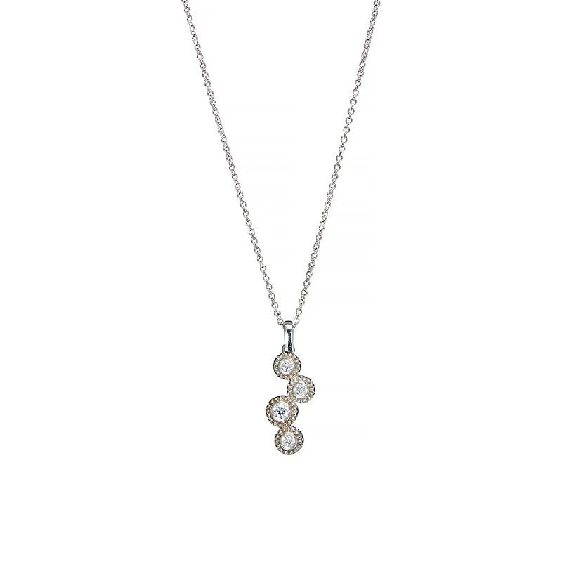 women's necklaces with smooth finish -14 Karat White Gold Diamond Cluster Pendant