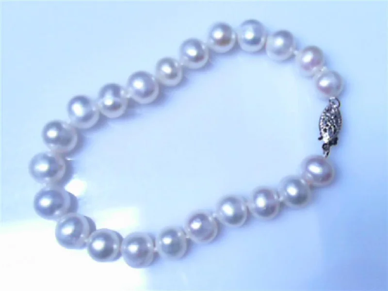 women's bracelets with polished metal -Pearl Bracelet