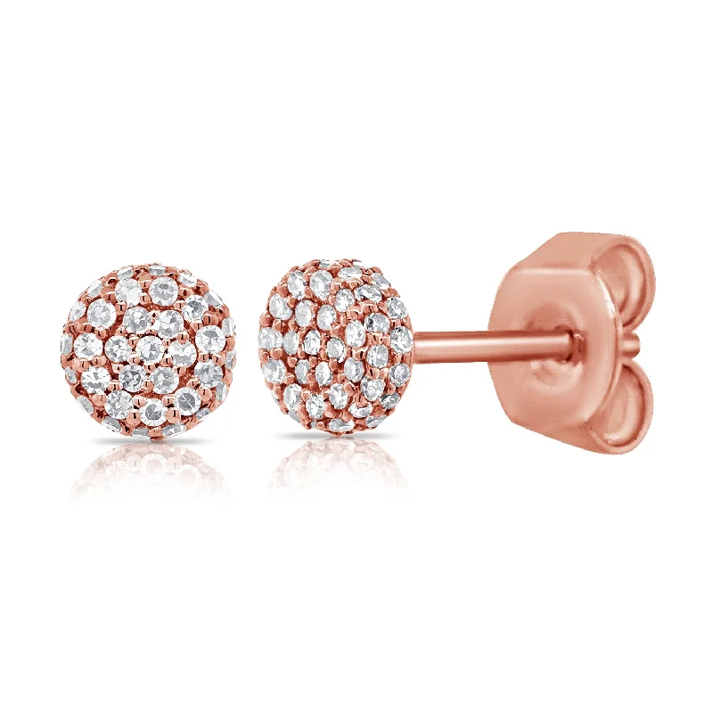 women's earrings with rose-cut diamonds -14K Rose Gold Diamond Raised Disc Extra-Small Earrings