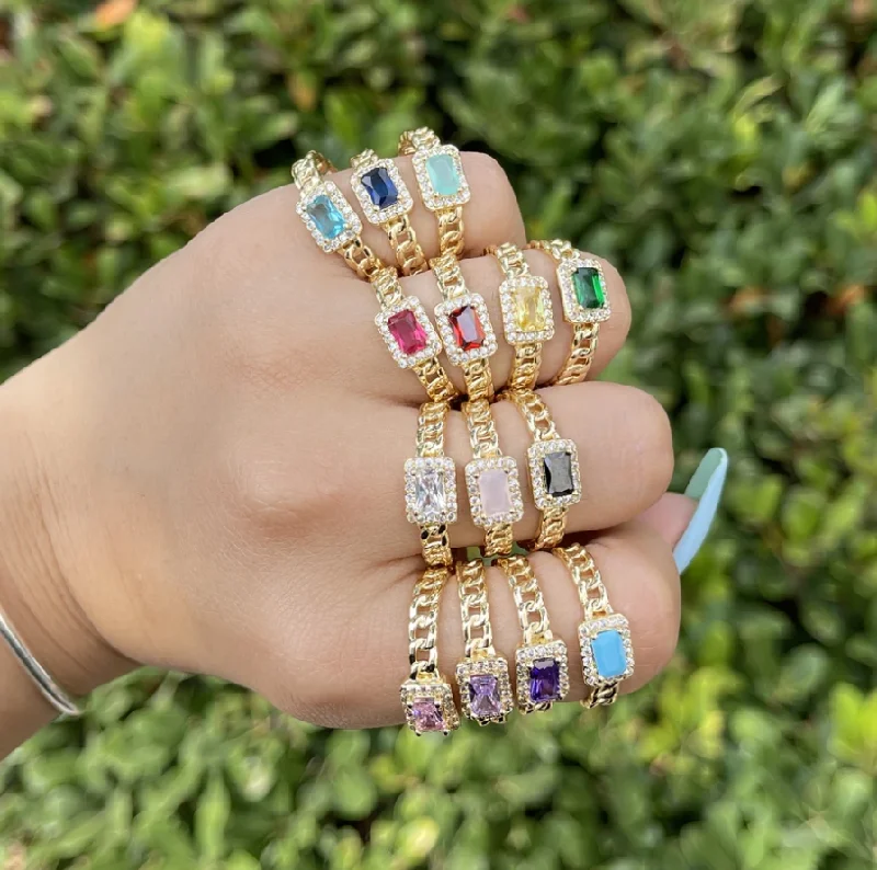 women's rings with vintage stones -Cuban Chain CZ Ring