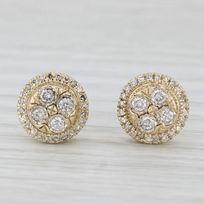 women's earrings with handcrafted style -0.33ctw Round Diamond Cluster Stud Earrings 10k Yellow Gold