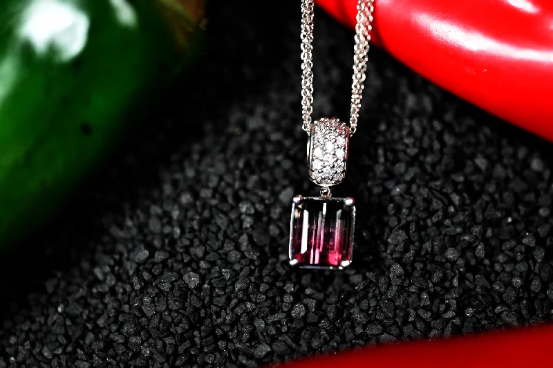 women's necklaces with symbolic pendant -3.91ct Watermelon Tourmaline Custom Pendant