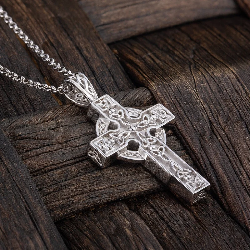 women's necklaces with hammered finish -Silver Heavy Celtic Cross