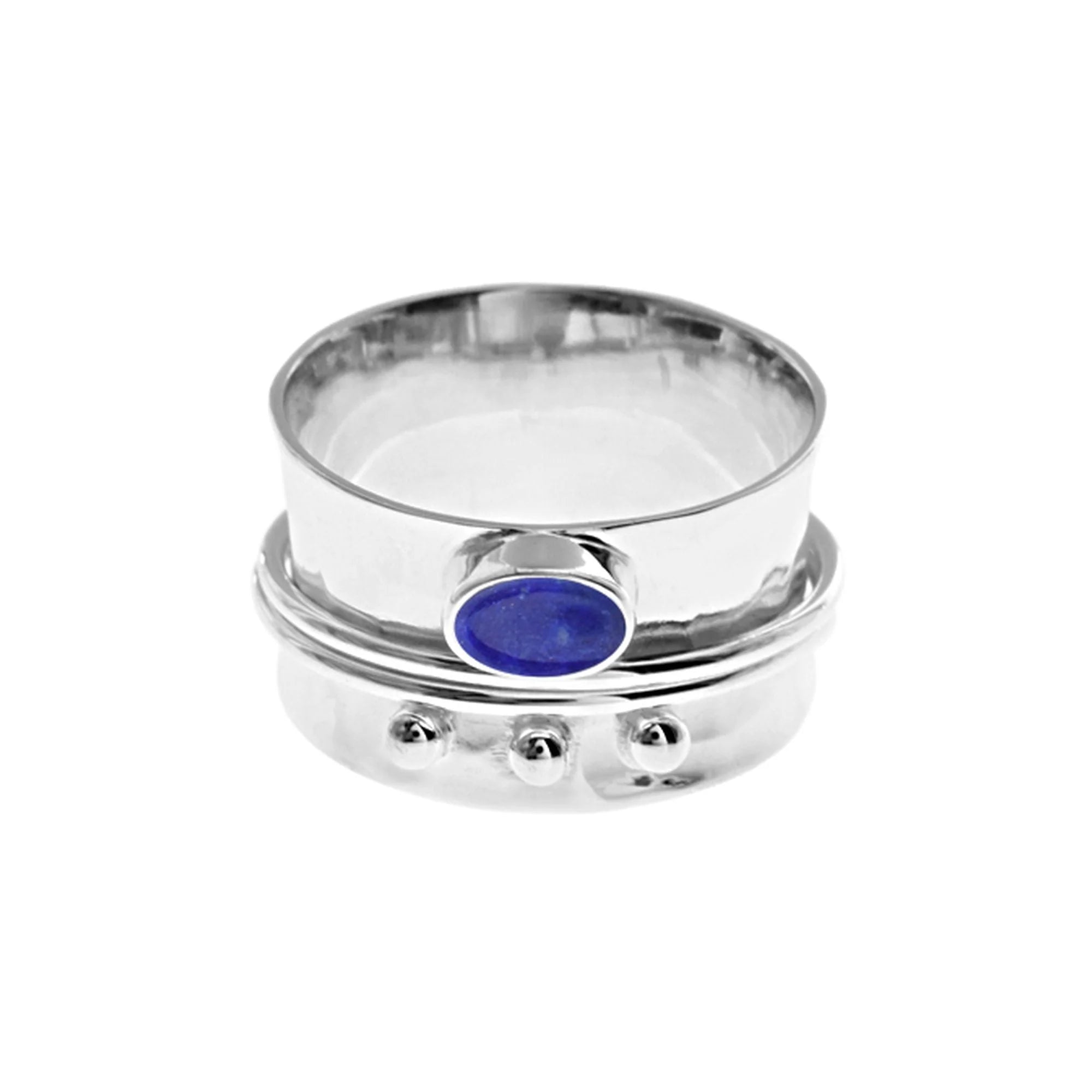 women's rings with gemstone bezel -Sterling Silver Lapis Lazuli Wide Stress Ring