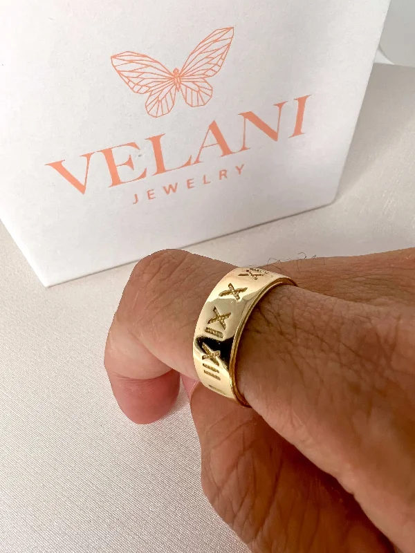 women's rings with cubic zirconia -Velani Roman Numeral Ring