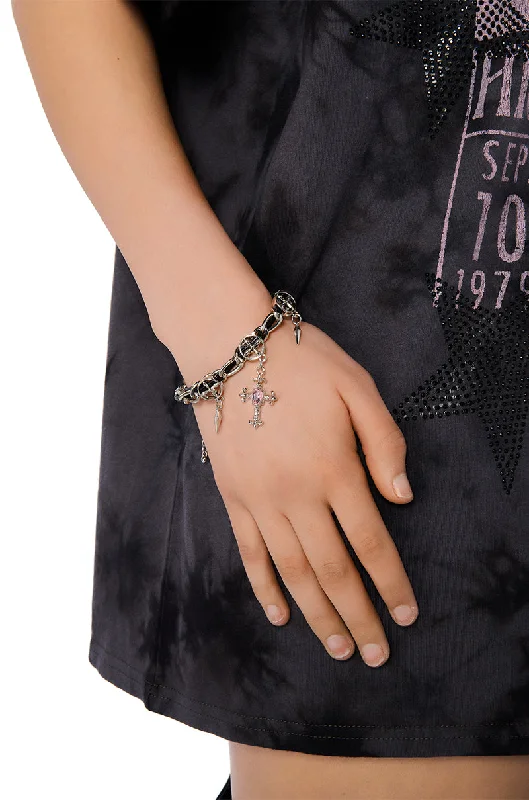 women's bracelets with emerald -CROSS MY HEART CHARM BRACELET