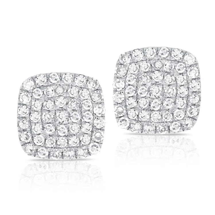 women's earrings with petite diamonds -14K White Gold Diamond Cushion Stud Earrings