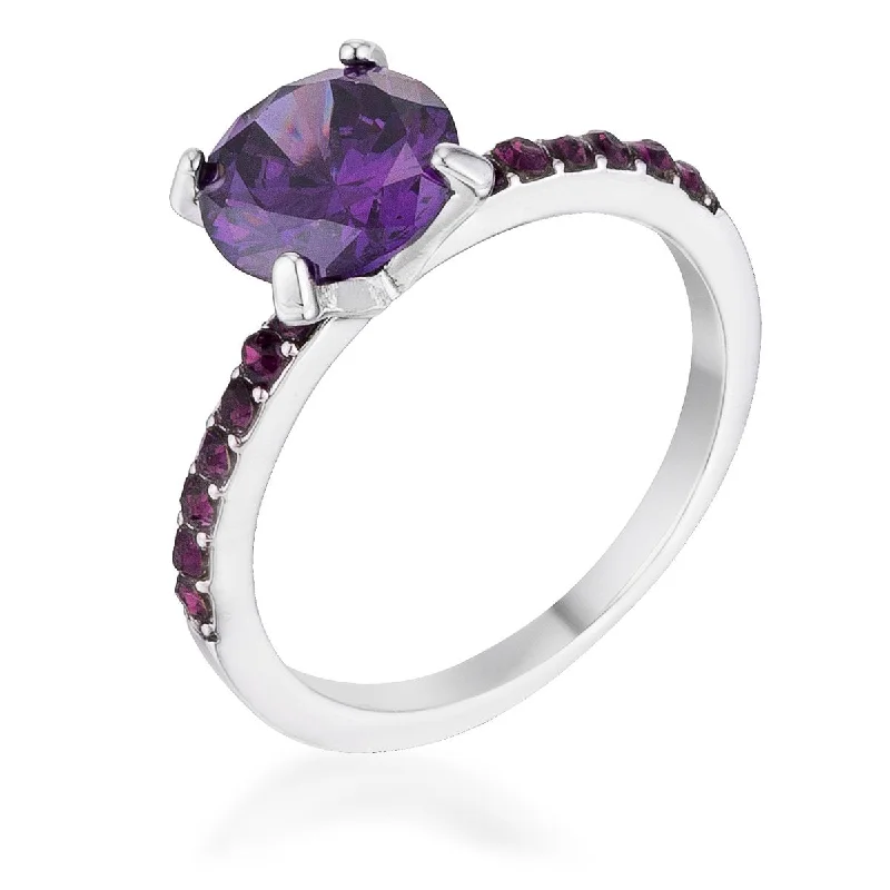 women's engagement rings with simple elegance -Cicelia Amethyst CZ Silver Cocktail Ring | 2.3ct