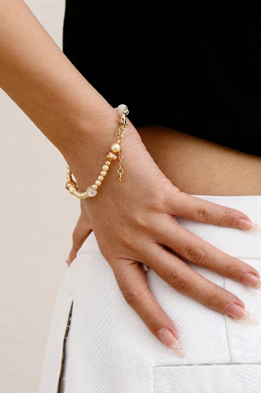 women's bracelets with floral pattern -Lemon Zest Pearl Beaded Bracelet