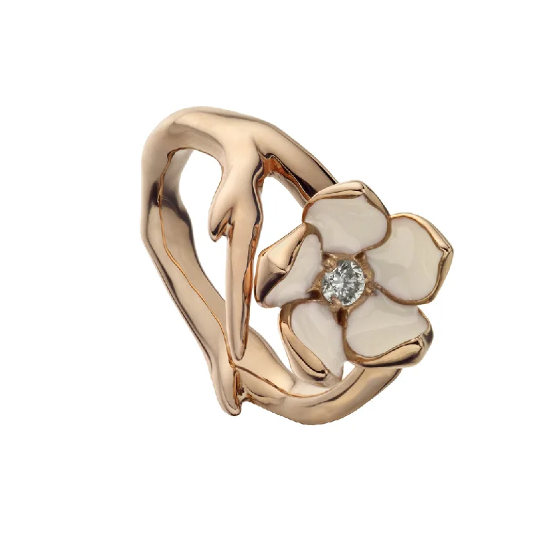 women's engagement rings with emerald -Cherry Blossom Flower Ring - Rose Gold Vermeil & Diamond