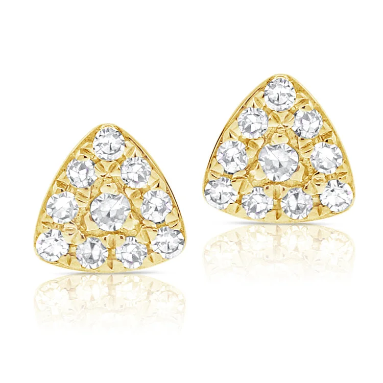 women's earrings with vintage design -14K Yellow Gold Diamond Petite Triangle Earrings