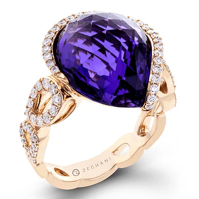 women's rings with bold gemstone center -Color Ring 14k Gold White ZR1405