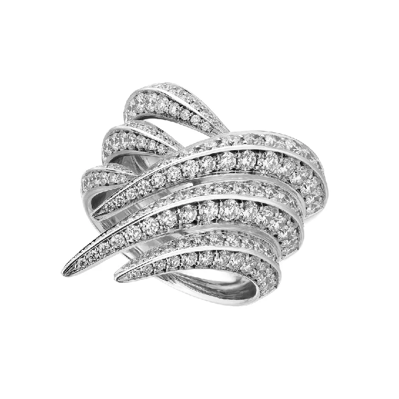 women's engagement rings with simple solitaire -Sabre Fine Triple Ring - 18ct White Gold & 2.96ct Diamond