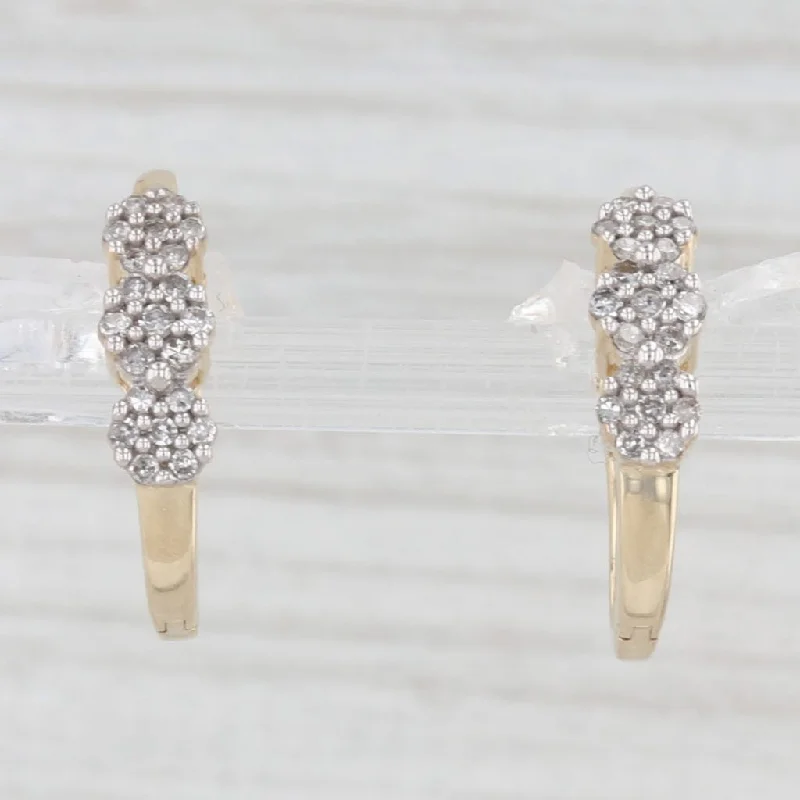 women's earrings with wire wrap -0.20ctw Diamond Journey J-Hook Earrings 10k Yellow Gold