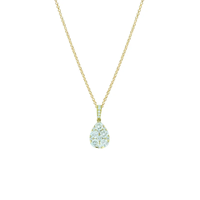 women's necklaces with pearl pendant -18 Karat Yellow Gold Pear Shaped Pendant with White Diamonds