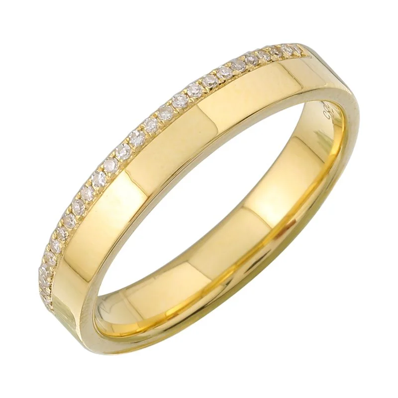 women's engagement rings with side diamond baguettes -14k Yellow Gold Band With Diamond Edge Ring