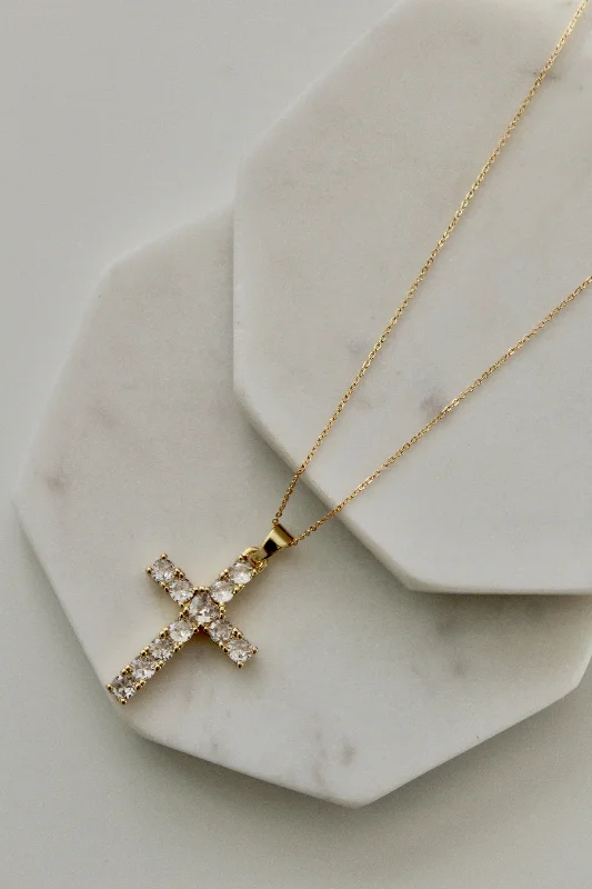 women's necklaces with pearl pendant -Psalm CZ Cross