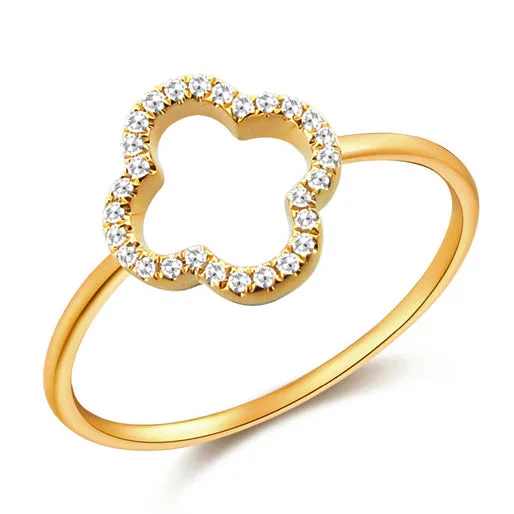 women's engagement rings with oval-cut diamond -Diamond Clover Ring