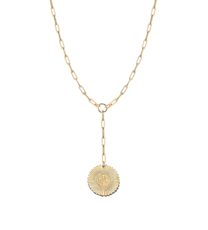 women's necklaces with modern design -Vesta Multiple Initial Medallion Lariat