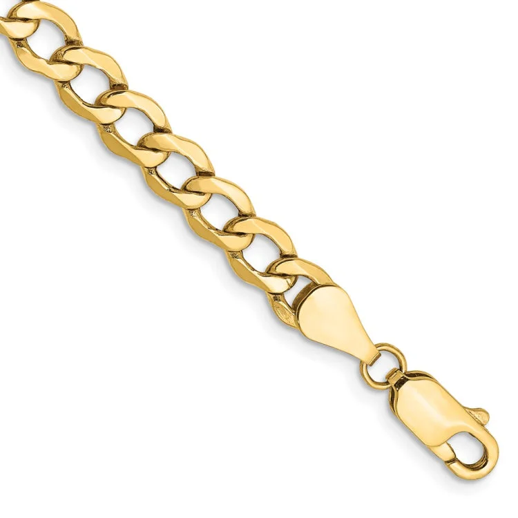 women's bracelets with spiral bands -14K 7 inch 5.25mm Semi-Solid Curb with Lobster Clasp Bracelet