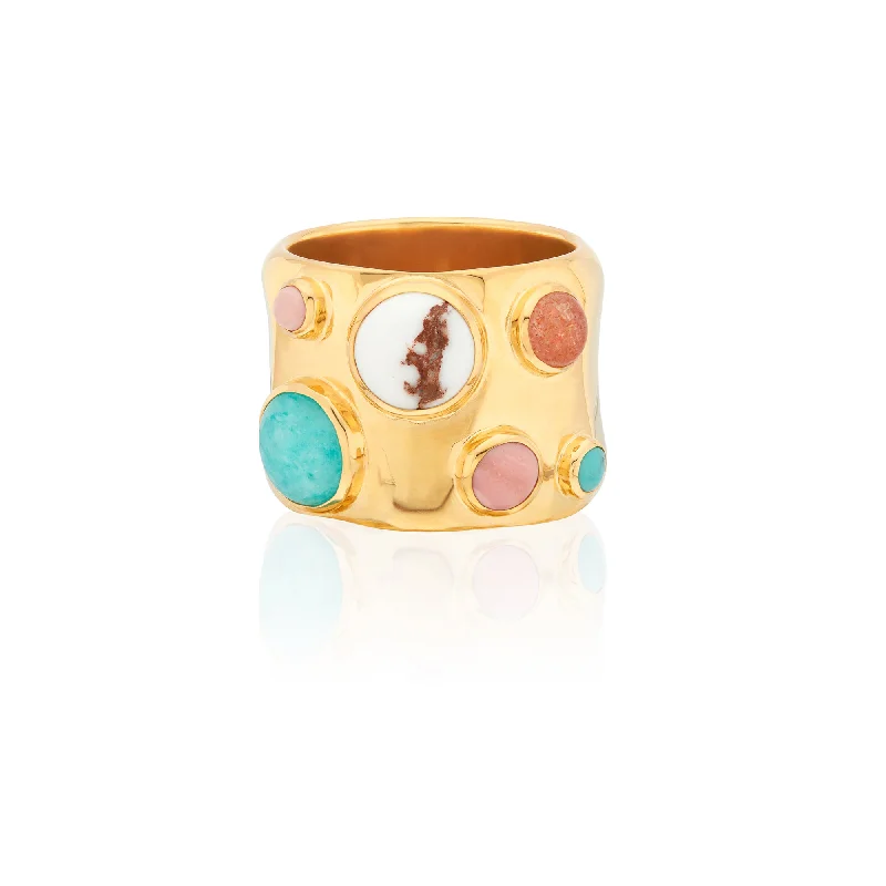 women's rings with split band design -Anna Beck Gold Wavy Multi-Stone Ring