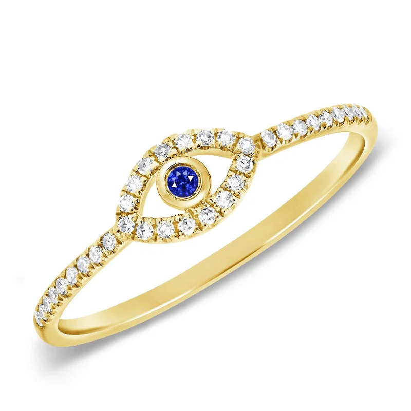 women's engagement rings with princess-cut diamond -Sapphire & Diamond Evil Eye Ring