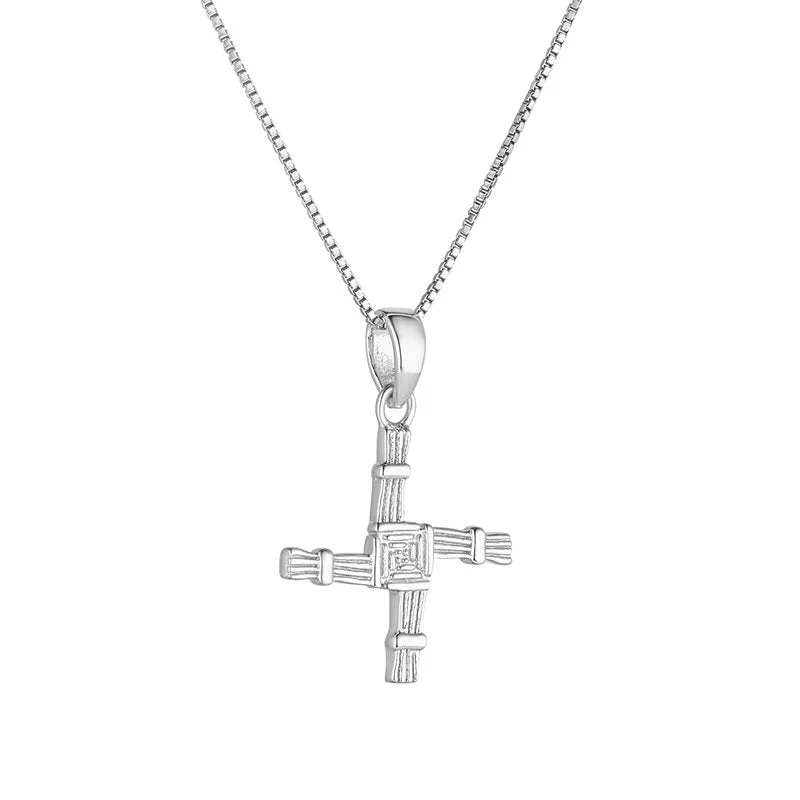 women's necklaces with birthstone pendant -Sterling Silver St Bridget Cross