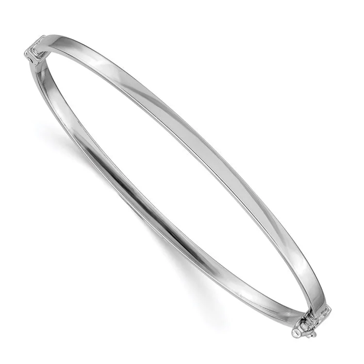 women's bracelets with radiant shine -14k White Gold Polished Hinged Bangle Bracelet