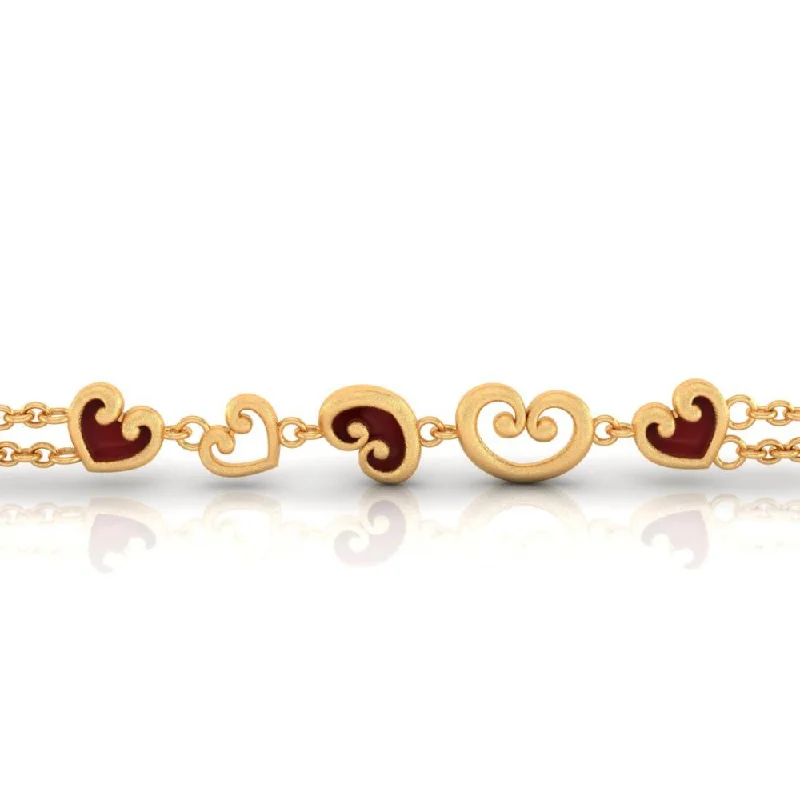 women's bracelets with round-cut diamonds -22k Gold Bracelet With Multiple Hearts