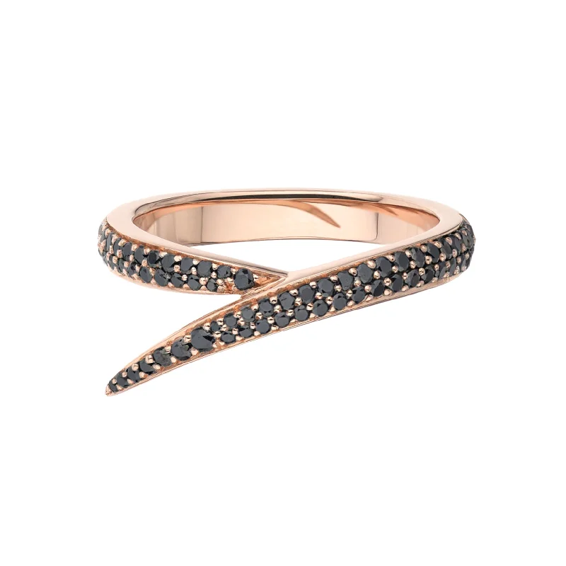 women's engagement rings with custom-designed setting -Interlocking Single Ring - 18ct Rose Gold & Black Diamond