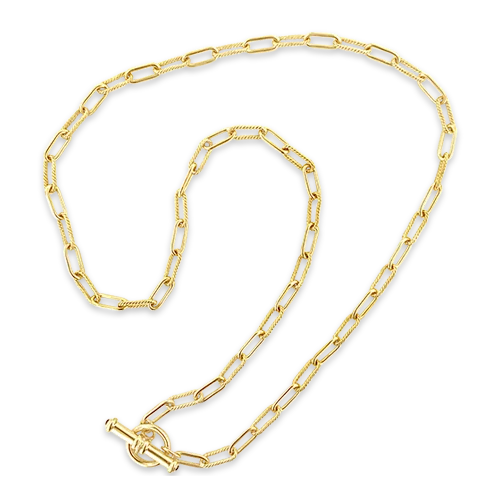 women's necklaces with modern design -Twist & Plain Oval Link Gold Chain