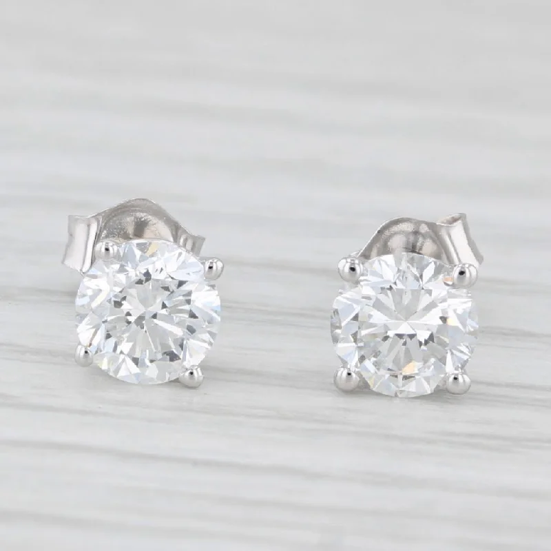 women's earrings with celestial stars -1ctw Lab Created Diamond Stud Earrings 14k White Gold Round Solitaires