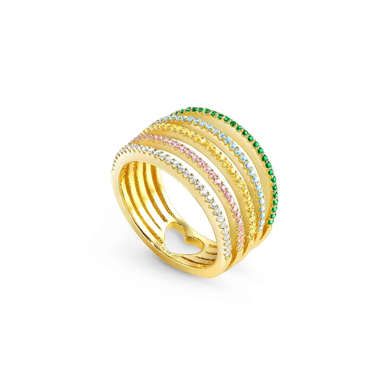 women's rings with statement design -Nomination Lovelight Ring - 18ct Gold Plated Multicoloured