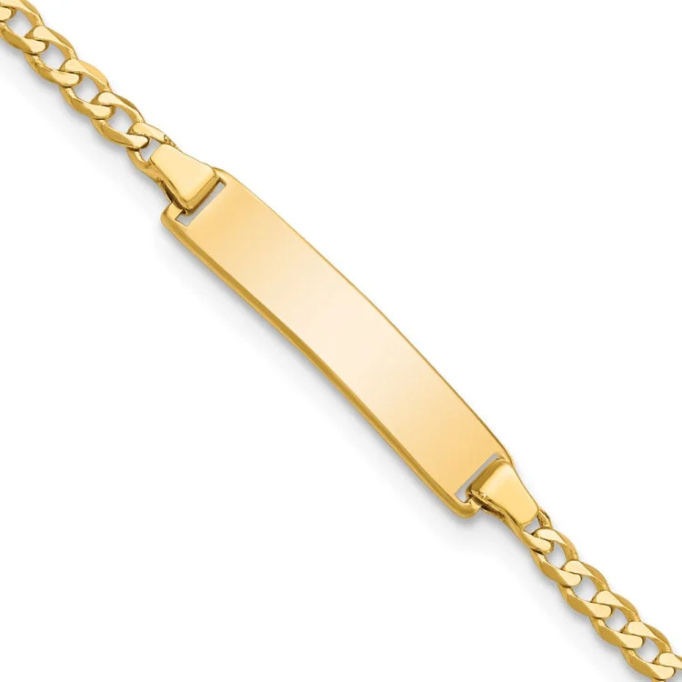 women's bracelets with sparkling crystal -14k Flat Curb Link ID Bracelet