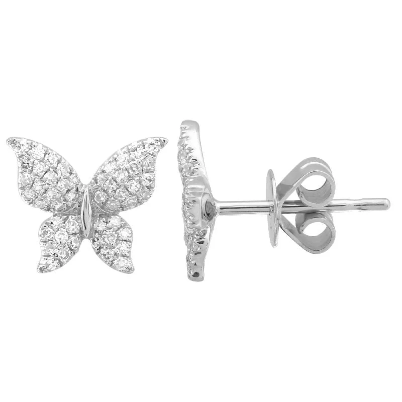 women's earrings with modern aesthetic -14K White Gold Butterfly Diamond Earrings