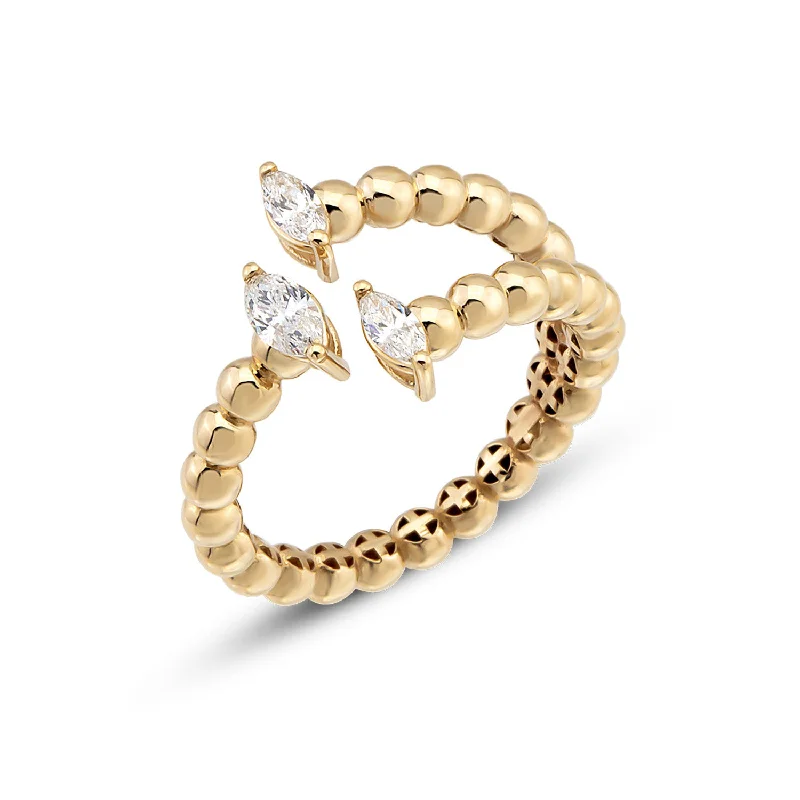 women's rings with diamond side stones -Trio Marquise Ring