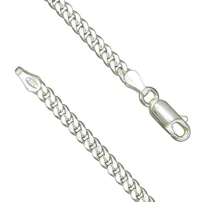 women's necklaces with matching earrings -51cm Heavy Diamond-Cut Curb Chain - Sterling Silver