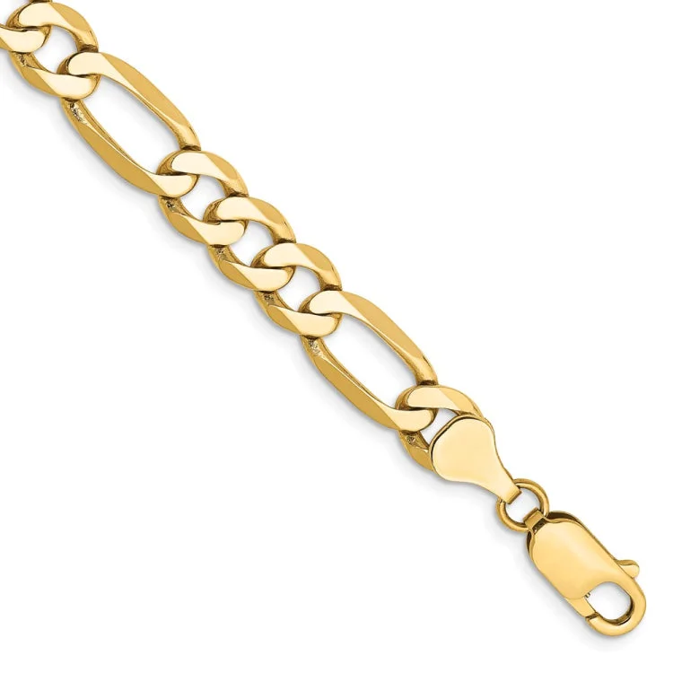 women's bracelets with adjustable clasp -14K 8 inch 7mm Flat Figaro with Lobster Clasp Bracelet