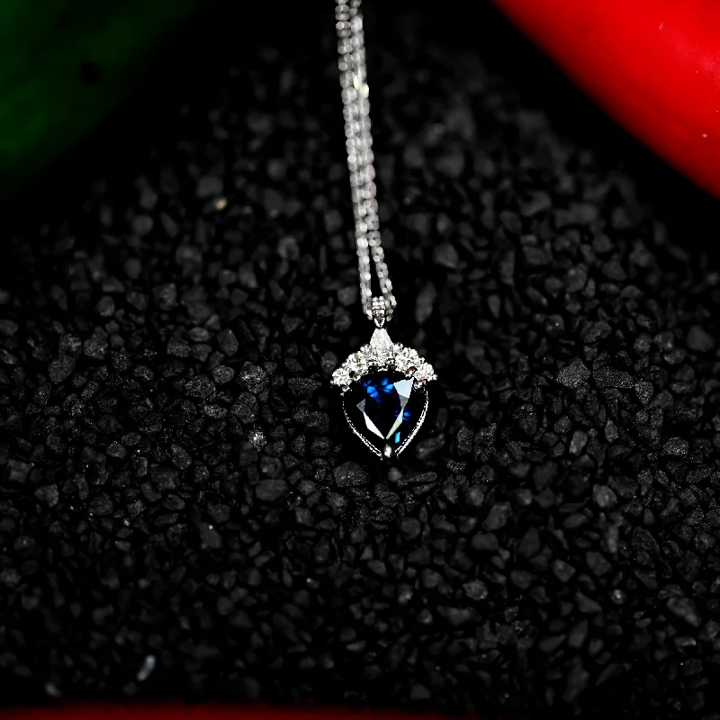 women's necklaces with round gemstone -1.25CT Sapphire and Diamond Custom Pendant