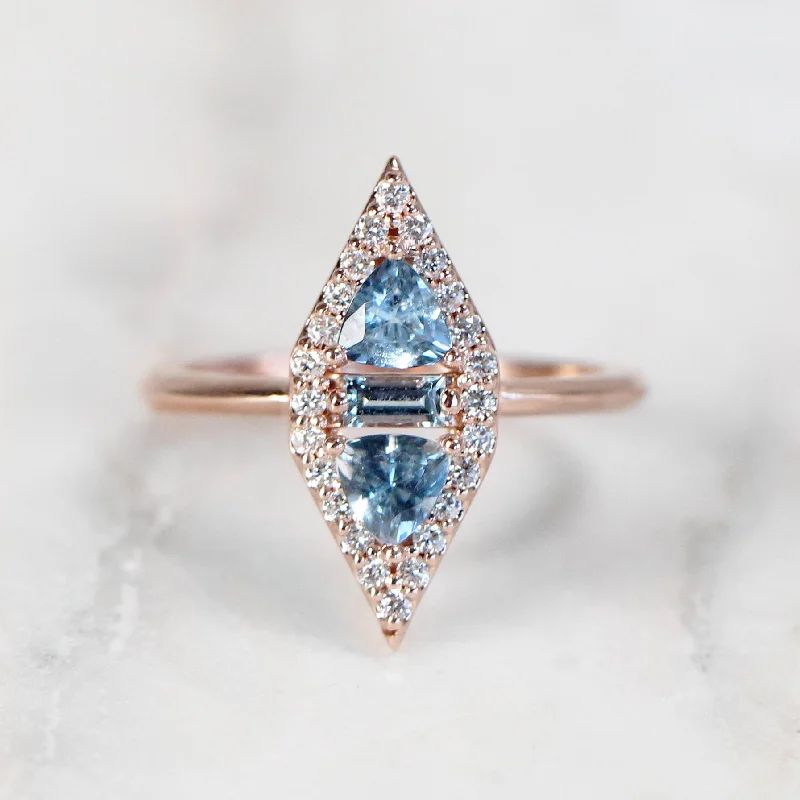 women's engagement rings with opal -Valentina Ring with Aquamarine and Diamonds - Made to Order, Choose Your Gold Tone