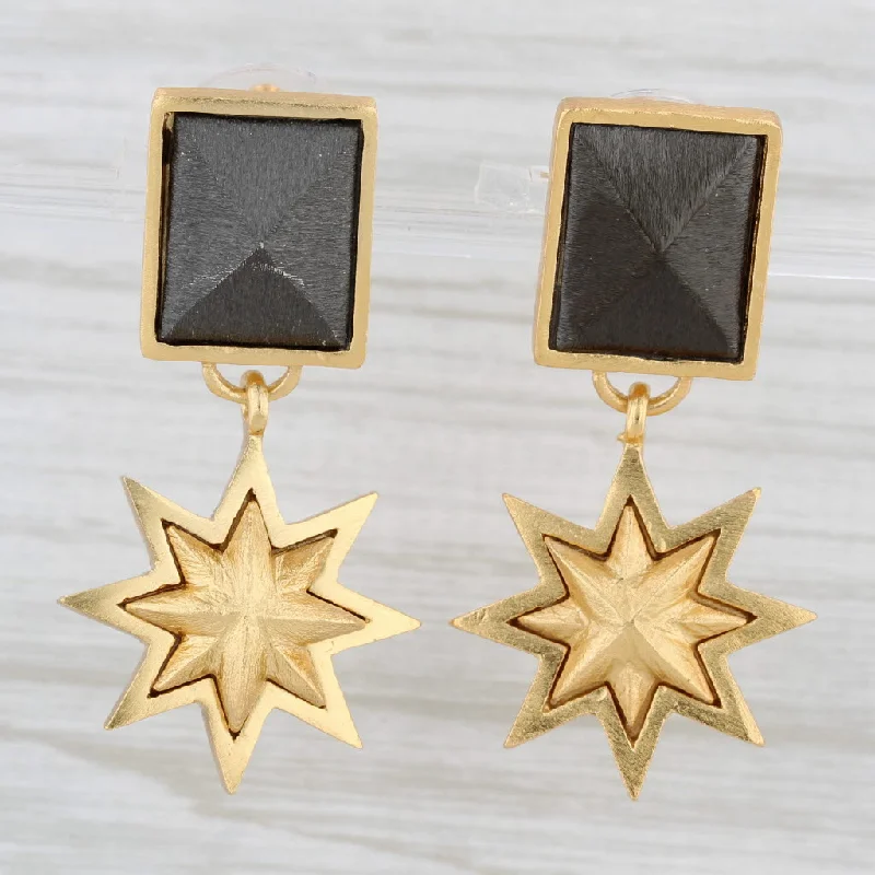 women's earrings with artistic look -New Stephnie Kantis Star Dangle Statement Earrings Brushed 24k Gold Plated