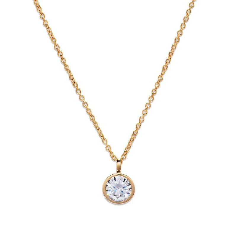 women's necklaces with trendy design -Unique & Co Gold Vermeil and Cubic Zirconia Pendant