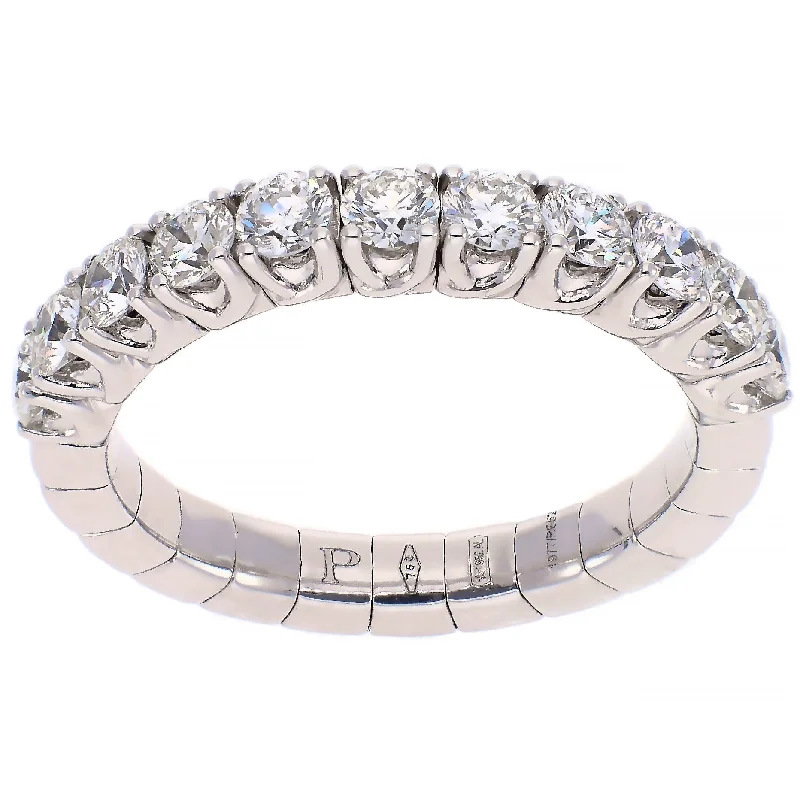 women's engagement rings with custom engraving -Picchiotti Xpandable 18K White Gold Round Diamonds Band Ring